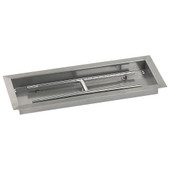 American Fire Glass 24 X 8-Inch Stainless Steel Rectangular Drop-In Pan W/ Built-In Propane Gas H-Burner -  SSAFPP24LP