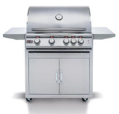 Blaze Premium LTE - 32-Inch 4-Burner Freestanding Grill - Liquid Propane Gas with Rear Infrared Burner & Grill Lights - BLZ-4LTE2-LP + BLZ-4-CART-SC
