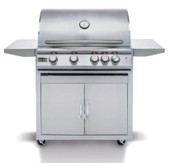 Blaze Premium LTE - 32-Inch 4-Burner Freestanding Grill - Liquid Propane Gas with Rear Infrared Burner & Grill Lights - BLZ-4LTE2-LP + BLZ-4-CART-SC