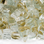 American Fire Glass 1/2" Gold Reflective, 10 lb. Jar Fire Glass - AFFGDRF1210J