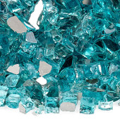 American Fire Glass 1/4" Azuria Reflective, 10 lb. Jar Fire Glass - AFFAZBLRF10J