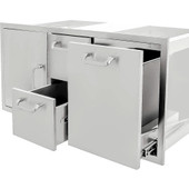 PCM 260 Series 42 Inch Door, Double Drawer & Roll Out Trash Bin Combo - BBQ-260-DDC-42TR