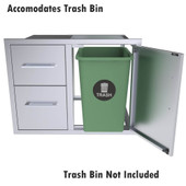 Sunstone 30" Beveled Style Double Drawer & Door Combo w/Removable Support Frame - BA-DDC30