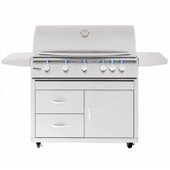 Summerset Sizzler Pro - 40-Inch 5-Burner Freestanding Grill with Rear Infrared Burner - Liquid Propane Gas - SIZPRO40-LP + CART-SIZ40-DC