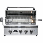 Sole Gourmet TR Series - 32-Inch 3-Burner Built-In Grill with Light and Rotisserie - Liquid Propane Gas - 321BQRTRLLP