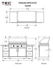 TEC Sterling Patio FR - 44-Inch 2-Burner Infrared Grill - Liquid Propane Gas on Stainless Steel Island - STPFR2LPISL