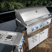 Delta Heat - 38-Inch 3-Burner Built-In Grill with Sear Zone and Infrared Rotisserie Burner - Liquid Propane Gas - DHBQ38RS-DL