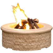 American Fyre Designs 39 Inch Round Chiseled Firepit, Smoke, Propane Gas- 680-SM-11-M6PC
