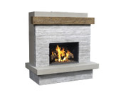 American Fyre Designs 68 1/2 Inch Vent-Free Wall Mount Outdoor Brooklyn Fireplace, Silver Pine, Key Value on the RIGHT/Gas Source out the BACK- 150-CG-N-SP-RBC