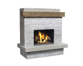 American Fyre Designs 68 1/2 Inch Vent-Free Wall Mount Outdoor Brooklyn Fireplace, Silver Pine, Key Value on the RIGHT/Gas Source out the BACK- 150-CG-N-SP-RBC