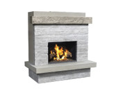 American Fyre Designs 68 1/2 Inch Vent-Free Wall Mount Outdoor Brooklyn Fireplace, French Barrel Oak, Key Value on the RIGHT/Gas Source UNDERNEATH- 150-CG-N-FO-RUC