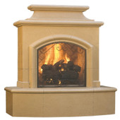 American Fyre Designs 67 Inch Vented Free-Standing Outdoor Mariposa Fireplace, Corner Square Edge, No Recess, Smoke, Key Value on the LEFT/Gas Source out the BACK- 073-08-N-SM-LBC