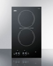 Summit - 12" Wide 115V 2-Burner Radiant Cooktop - CR2110B