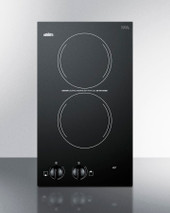 Summit - 12" Wide 115V 2-Burner Radiant Cooktop - CR2110B