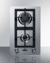 Summit - 12" Wide 2-Burner Gas Cooktop In Stainless Steel - GCJ2SS