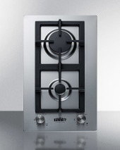 Summit - 12" Wide 2-Burner Gas Cooktop In Stainless Steel - GCJ2SS