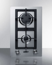 Summit - 12" Wide 2-Burner Propane Gas Cooktop In Stainless Steel - GCJ2SSLP