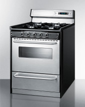 Summit 30" Wide Gas Range, Open Burners - TNM2307BKW