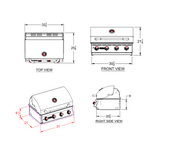 Premium Drop-In 4 Burner Stainless Steel Bbq Grill w/ Back Burner Grandeur - 32BQR-Grandeur
