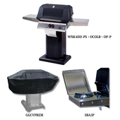 MHP WNK4DD Liquid Propane with Sear Magic Grids on In-ground Post with Cover and Single Side burner - PCKG1-WNK4DD-PS