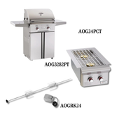 AOG AOG24PCT Liquid Propane Gas with Double Side Burner and Rotisserie Kit - PCKG1-AOG24PCT