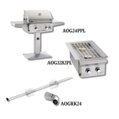 AOG AOG24PPL Liquid Propane Gas with Double Side Burner and Rotisserie Kit - PCKG1-AOG24PPL