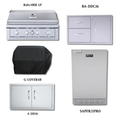 Sunstone Ruby4BIR NG with Double Access Door, Cover, Double Drawer & Door Combo, and 21" Stainless Steel Outdoor Rated Refrigerator - Ruby4BIR-NG-PCKG3