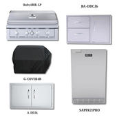 Sunstone Ruby4BIR LP with Double Access Door, Cover, Double Drawer & Door Combo, and 21" Stainless Steel Outdoor Rated Refrigerator - Ruby4BIR-LP-PCKG3