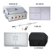 Sunstone Ruby4B-LP with Double Access Door, Cover, Rotisserie Kit and Double Drawer & Door Combo - Ruby4B-LP-PCKG2