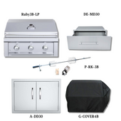 Sunstone Ruby3B-LP with Double Access Door, Cover, Rotisserie Kit and Single Access Drawer - Ruby3B-LP-PCKG2
