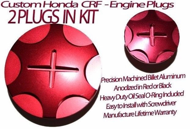 Honda CRF230 CRF 230 Billet Aluminum Anodized Engine Plug Kit RED