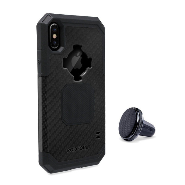 RokForm iPhone X XS Rugged Case Black with Car Vent Mount 303701