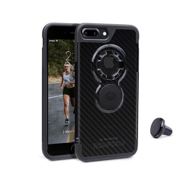 RokForm iPhone 7/8 Plus Crystal Cell Phone Case Carbon Fiber with Car Vent Mount