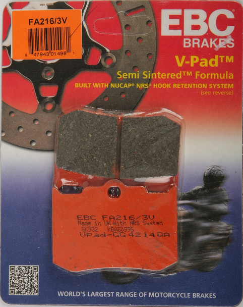 EBC Brake Pads V-Series Indian Chief 2002-2003 FA216/3V