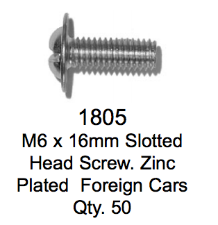License Plate Fasteners 1805 Head Screw