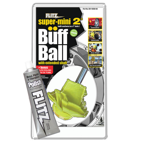 Flitz Buff Ball | Super Mini 2" (w/ FREE 1.76oz Paste Polish)  SM 10250-50