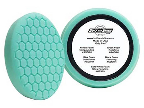 7.5" US Green Polishing Hex Faced Foam Grip Pad with Center Ring Backing (640RH)