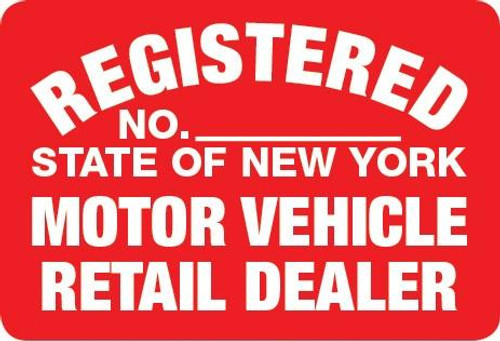 Metal Signs REGISTERED: State of New York, Motor Vehicle Retail Dealer