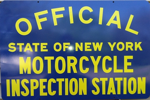 Metal Sign Blue: Motorcycle Inspection