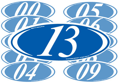 White & Blue Two Digit Oval Year Model (EZ225-WB)