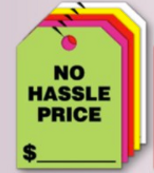 Fluorescent Mirror Hang Tags- No Hassle Price (#280NHP)