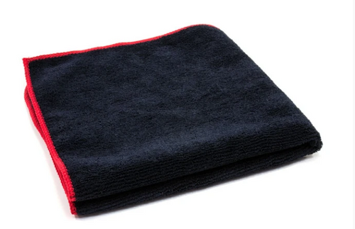 Black Waffle Drying Towel With Red Border