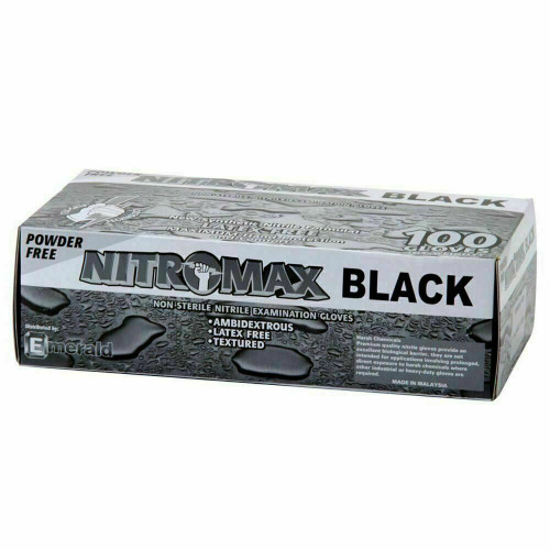 NitroMax Black Nitrile Exam Gloves – 5 Mil Large (1084)