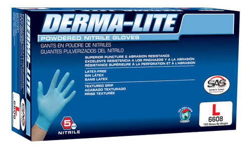 Derma-Lite 5ml Nitrile Disposable Gloves (Powdered) Derma-Lite 5ml Nitrile Disposable Gloves (Powdered)