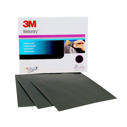 3M Wet or dry Abrasive Sheet, 02033, 9 in x 11 in, 1200, 50 sheets per box, 