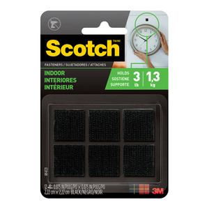 Scotch Fastener Indoor RF4721 22x22mm Black Pack of 6 Sets