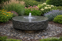 HMI36 - Tranquil Décor Millstone Pedestal Granite Fountain - Stones Only