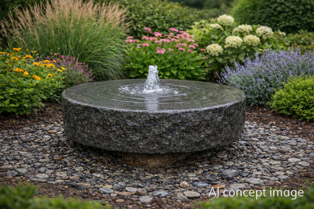HMI36 - Tranquil Décor Millstone Pedestal Granite Fountain - Stones Only