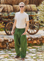 Men's Green Drop Crotch Boho Hippie Pants
