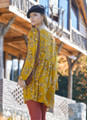 Long Sleeve Floral Short Dress Yellow